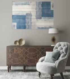 Wall Plaques-Kirkland's Home Soft Blue Abstract Wood Wall Plaque Blue/White