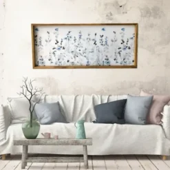 Framed Art-Kirkland's Home Soft Blue Garden Framed Canvas Art Print Blue/White/Green