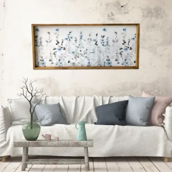 Framed Art-Kirkland's Home Soft Blue Garden Framed Canvas Art Print Blue/White/Green