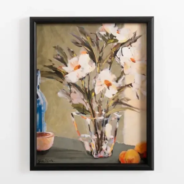 Framed Art-Kirkland's Home Soft Floral Vase Framed Art Print Green/Ivory