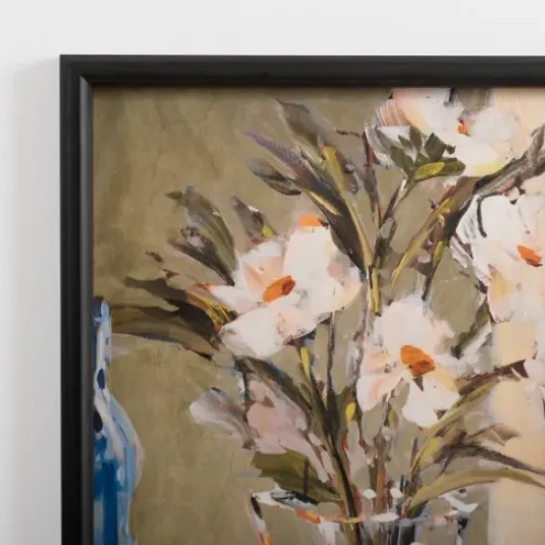 Framed Art-Kirkland's Home Soft Floral Vase Framed Art Print Green/Ivory