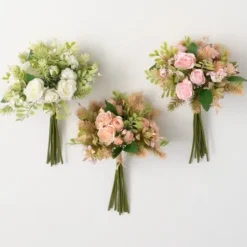 Stems & Bouquets-Kirkland's Home Soft Mini Rose Bouquets, Set Of 3 Pink/White/Green