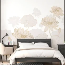 Wall Murals & Wall Decals-Kirkland's Home Soft Pink Floral Peel And Stick Wall Mural Pink/Gold