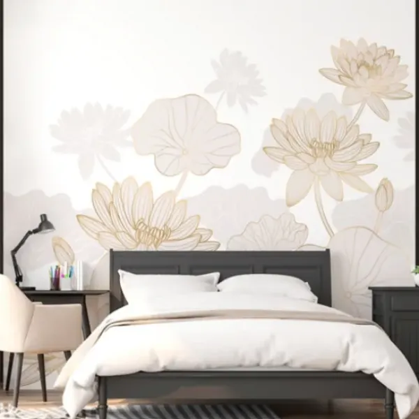 Wall Murals & Wall Decals-Kirkland's Home Soft Pink Floral Peel And Stick Wall Mural Pink/Gold