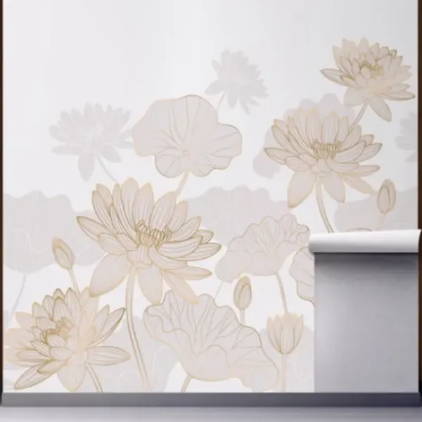 Wall Murals & Wall Decals-Kirkland's Home Soft Pink Floral Peel And Stick Wall Mural Pink/Gold