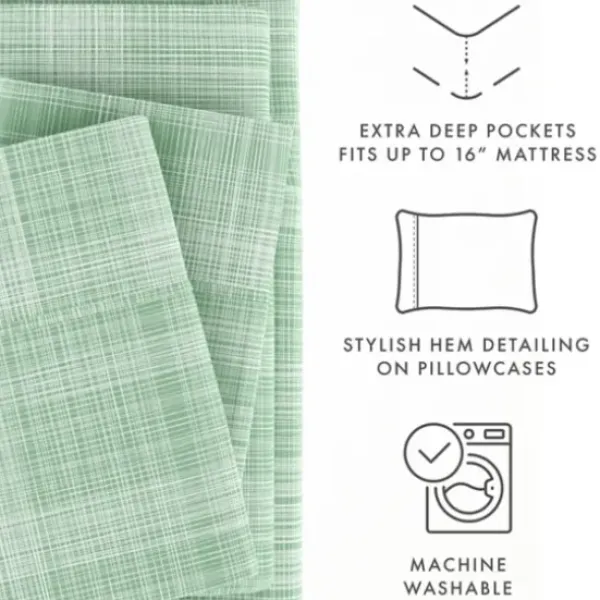 Bed Sheets-Kirkland's Home Soft Thatch 3-Pc. Twin Sheet Set Green