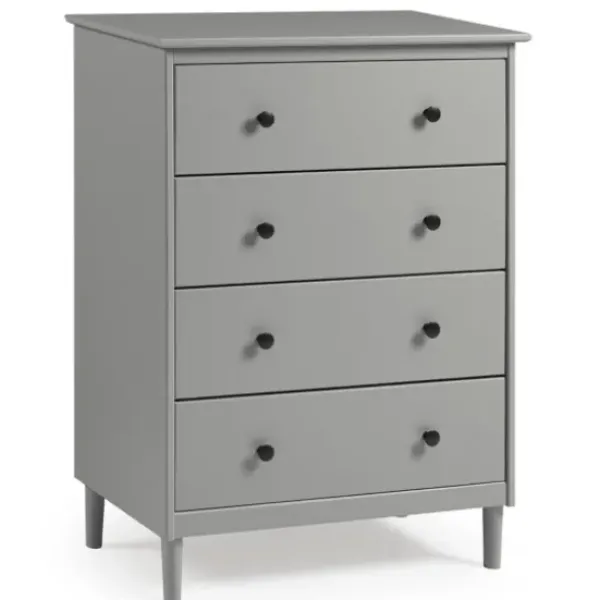 Dressers & Chests-Kirkland's Home Solid Pine Wood 4-Drawer Dresser Gray