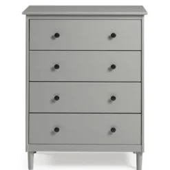 Dressers & Chests-Kirkland's Home Solid Pine Wood 4-Drawer Dresser Gray