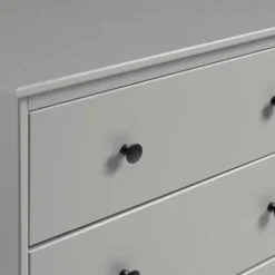 Dressers & Chests-Kirkland's Home Solid Pine Wood 4-Drawer Dresser Gray