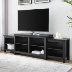 Tv Stands & Media Consoles-Kirkland's Home Solid Tiered Tv Stand Black