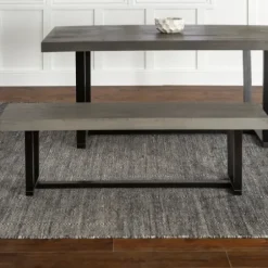 Dining Chairs-Kirkland's Home Solid Wood Two-Tone Dining Bench Gray