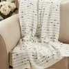 Blankets & Throws-Kirkland's Home Soot Black Textured Striped Tassel Throw White/Black