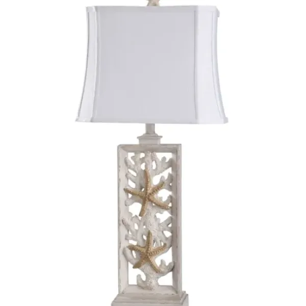 Table Lamps-Kirkland's Home South Haven Stacked Starfish Table Lamp White