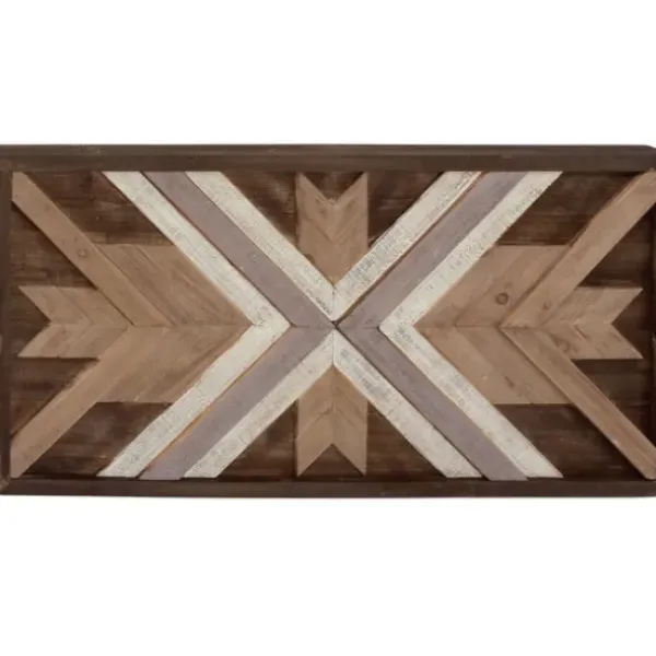 Wall Plaques-Kirkland's Home Southwestern Chevron Wood Wall Plaque Brown