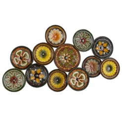 Wall Plaques-Kirkland's Home Southwestern Floral Ceramic Plates Wall Plaque Yellow/Orange/Green