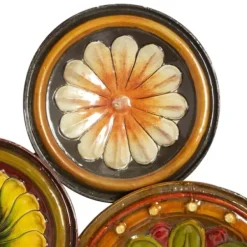 Wall Plaques-Kirkland's Home Southwestern Floral Ceramic Plates Wall Plaque Yellow/Orange/Green
