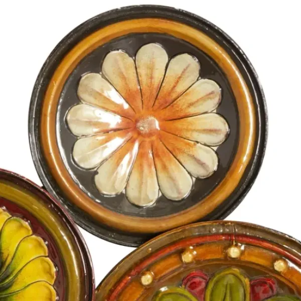 Wall Plaques-Kirkland's Home Southwestern Floral Ceramic Plates Wall Plaque Yellow/Orange/Green