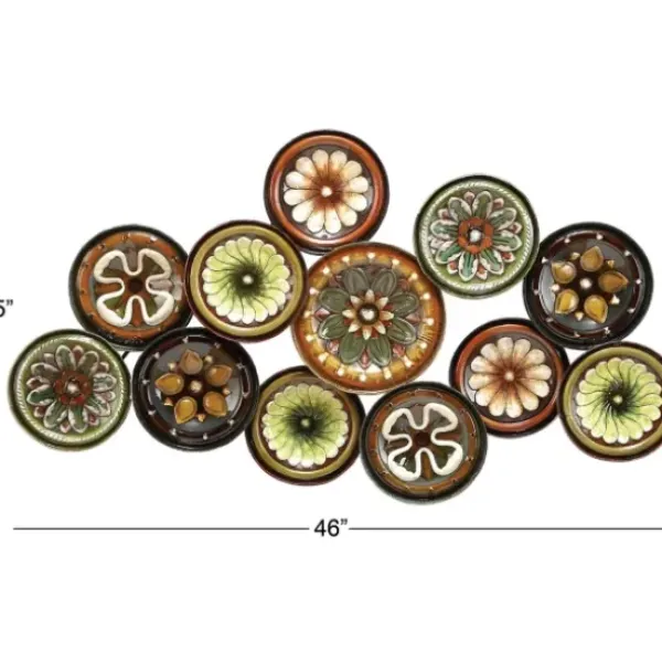 Wall Plaques-Kirkland's Home Southwestern Floral Ceramic Plates Wall Plaque Yellow/Orange/Green