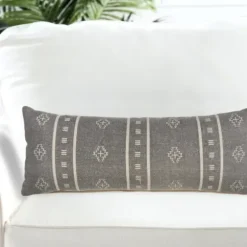 Pillows-Kirkland's Home Southwestern Geo Lumbar Pillow Gray