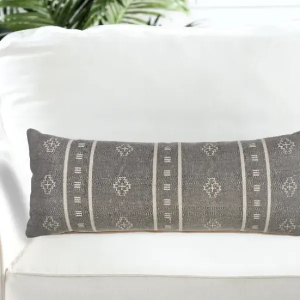 Pillows-Kirkland's Home Southwestern Geo Lumbar Pillow Gray