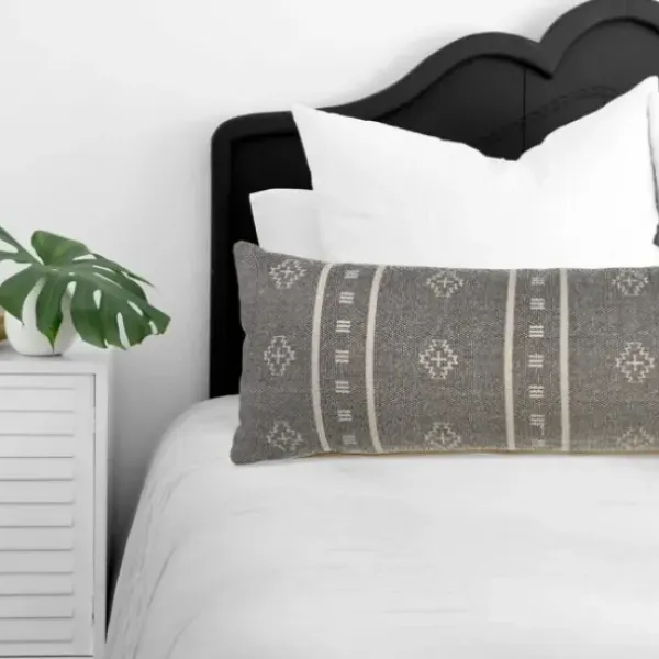 Pillows-Kirkland's Home Southwestern Geo Lumbar Pillow Gray