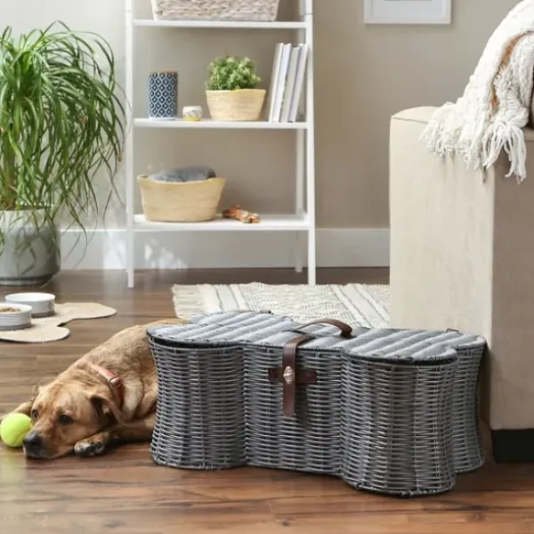 Baskets & Boxes-Kirkland's Home Spa Blue And Tan Woven Basket With Tassel, 17 In. Blue/Tan