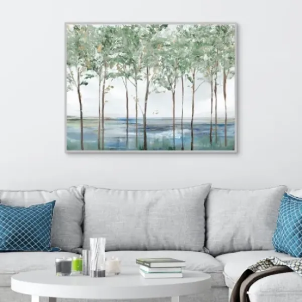 Framed Art-Kirkland's Home Sparse Forest Peak Framed Wall Art Blue/Brown/White