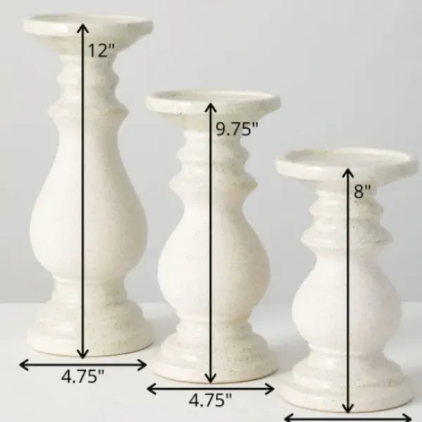 Candle Holders-Kirkland's Home Speckled Ceramic Candle Holders, Set Of 3 White