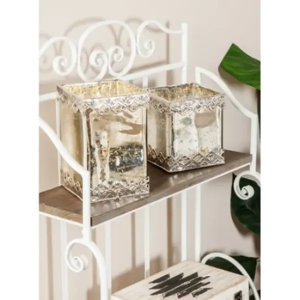 Candle Holders-Kirkland's Home Speckled 2-Pc. Candle Holder Set Silver