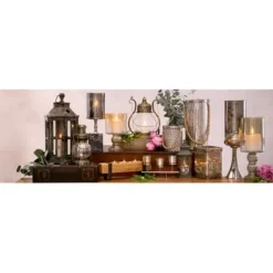 Candle Holders-Kirkland's Home Speckled 2-Pc. Candle Holder Set Silver