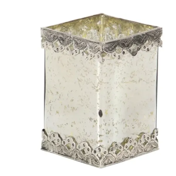 Candle Holders-Kirkland's Home Speckled 2-Pc. Candle Holder Set Silver