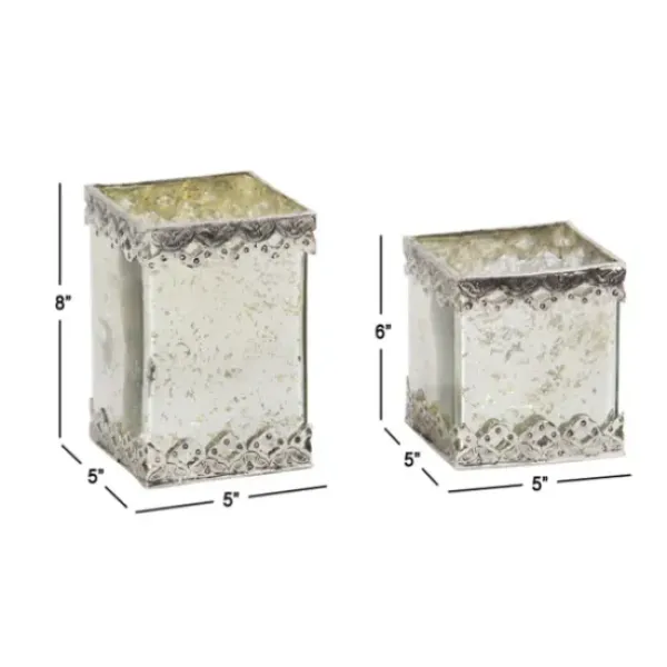 Candle Holders-Kirkland's Home Speckled 2-Pc. Candle Holder Set Silver