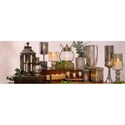 Candle Holders-Kirkland's Home Speckled 2-Pc. Candle Holder Set Silver