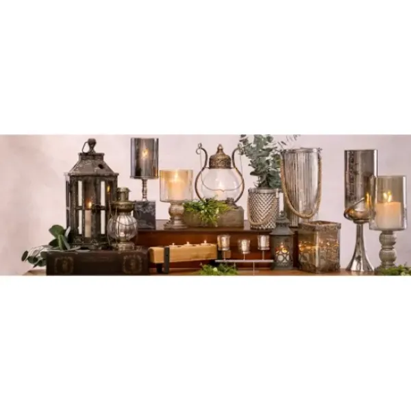 Candle Holders-Kirkland's Home Speckled 2-Pc. Candle Holder Set Silver
