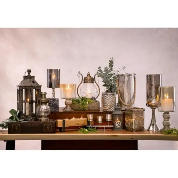 Candle Holders-Kirkland's Home Speckled 2-Pc. Candle Holder Set Silver