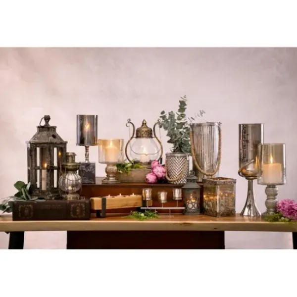 Candle Holders-Kirkland's Home Speckled 2-Pc. Candle Holder Set Silver