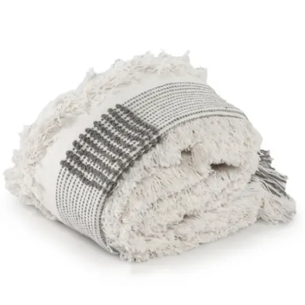 Blankets & Throws-Kirkland's Home Spencer Gray And White Plaid Throw Gray/White