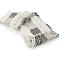 Blankets & Throws-Kirkland's Home Spencer Gray And White Plaid Throw Gray/White