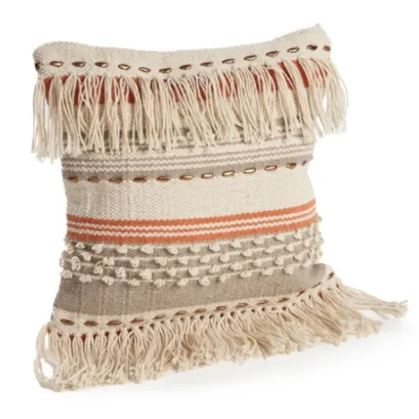 Pillows-Kirkland's Home Spice And Natural Chic Fringe Pillow Orange/Tan