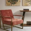 Accent Chairs-Kirkland's Home Spice Button Tufted Angular Vintage Accent Chair Pink