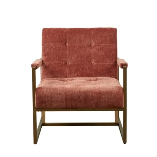 Accent Chairs-Kirkland's Home Spice Button Tufted Angular Vintage Accent Chair Pink