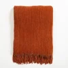 Blankets & Throws-Kirkland's Home Spice Chenille Ribbed Throw Orange