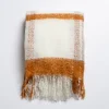 Blankets & Throws-Kirkland's Home Spice Windowpane Faux Mohair Throw Orange/White