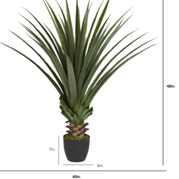 Arrangements & Greenery-Kirkland's Home Spiked Agave Plant In Nursery Planter Green/Black