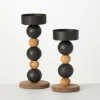 Candle Holders-Kirkland's Home Spiked Sphere 2-Pc. Pillar Candle Holder Set Brown/Black