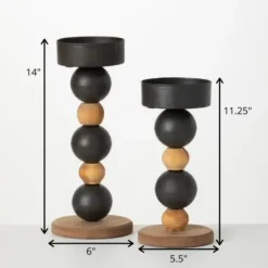 Candle Holders-Kirkland's Home Spiked Sphere 2-Pc. Pillar Candle Holder Set Brown/Black