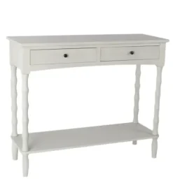 Console Tables-Kirkland's Home Spindle 2-Drawer Console Table White