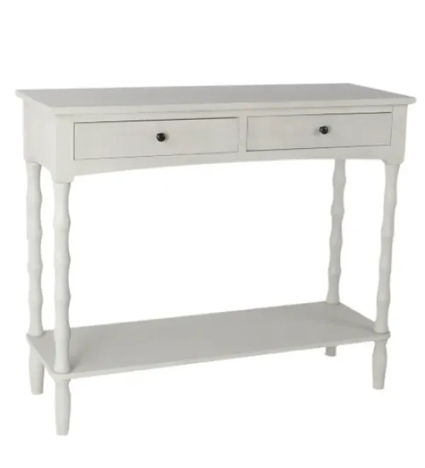 Console Tables-Kirkland's Home Spindle 2-Drawer Console Table White