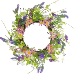 Wreaths-Kirkland's Home Spiral Lavender And Wildflower Blend Wreath Green/Pink/Purple