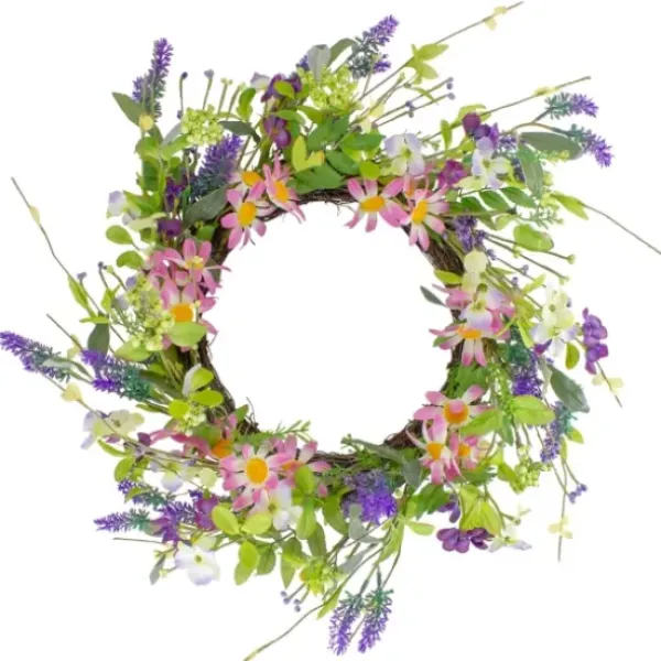 Wreaths-Kirkland's Home Spiral Lavender And Wildflower Blend Wreath Green/Pink/Purple